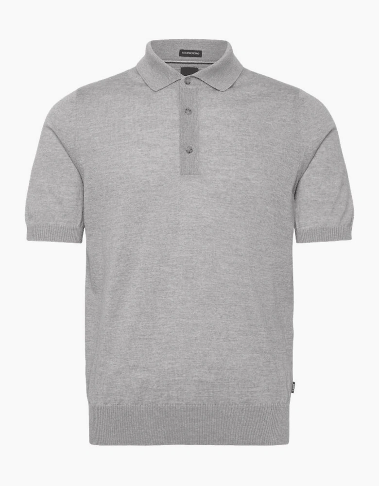 H-Nolano Fine Merino Knitted Grey Polo Shirt