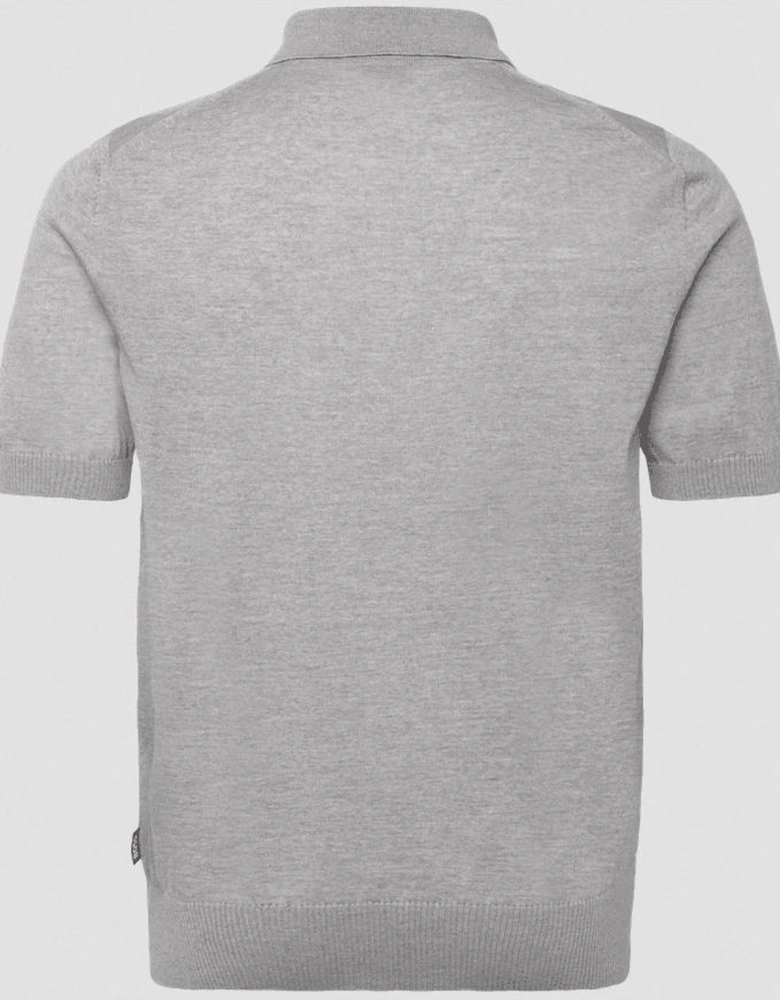 H-Nolano Fine Merino Knitted Grey Polo Shirt