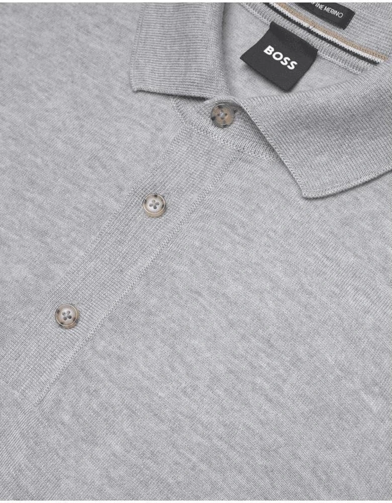H-Nolano Fine Merino Knitted Grey Polo Shirt