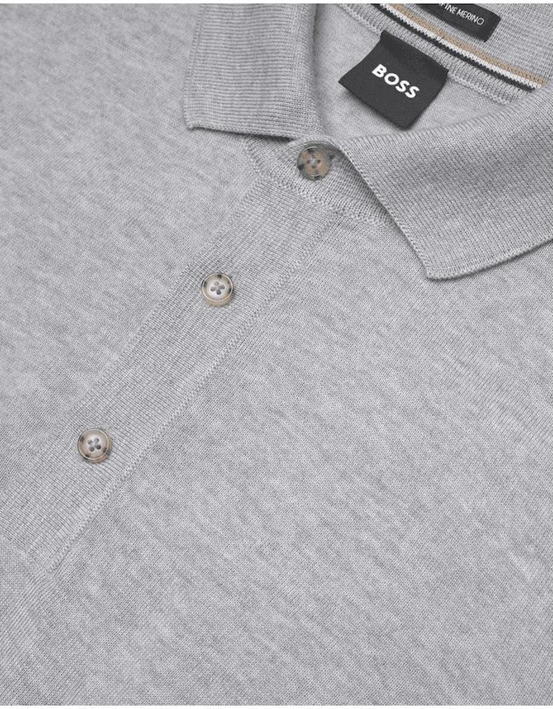 H-Nolano Fine Merino Knitted Grey Polo Shirt