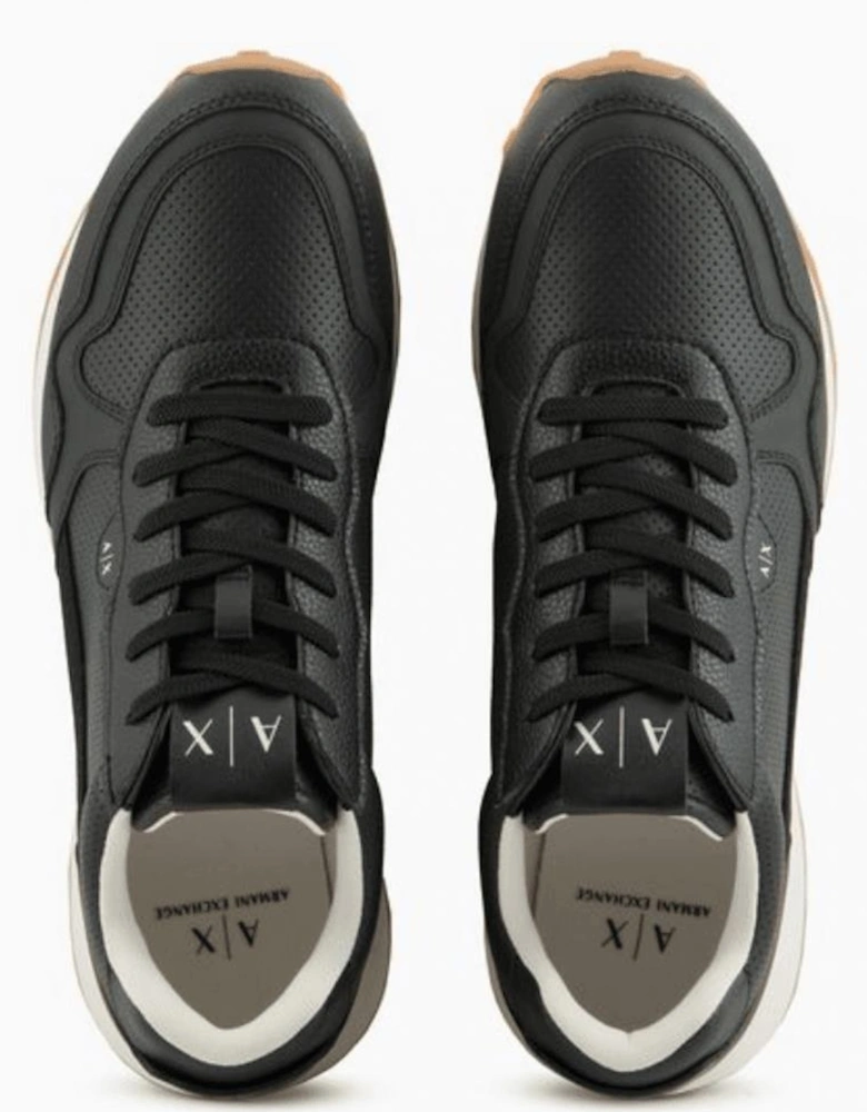 Perforated Leather Black Sneaker Trainer
