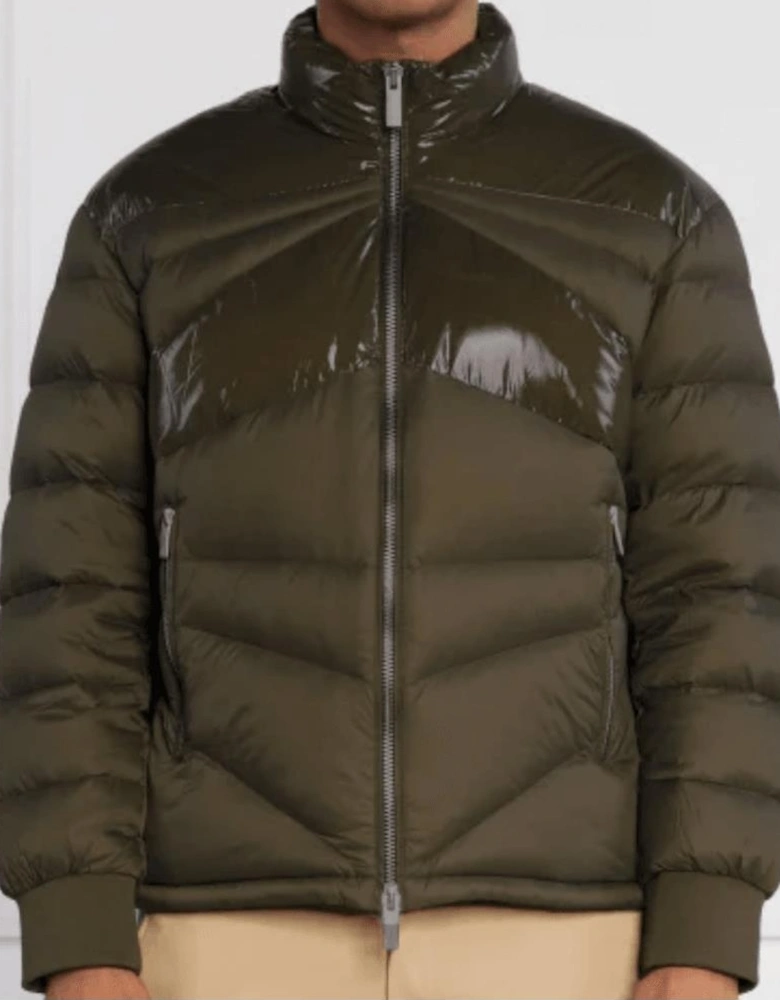 Nylon Glossy Green Down Puffer Jacket