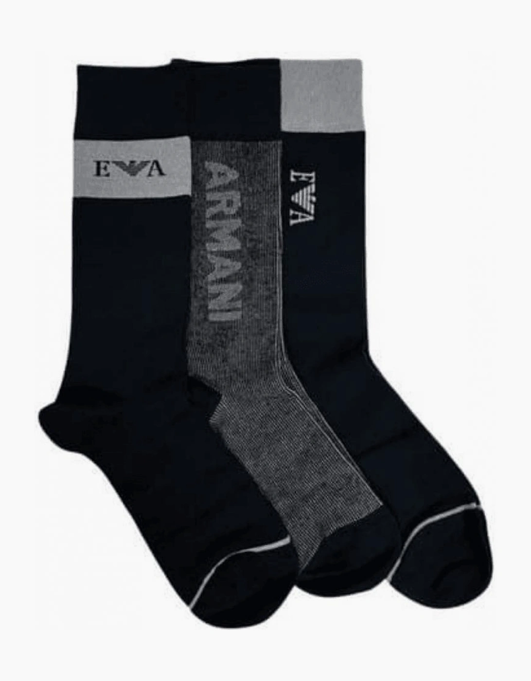 Cotton 3-Pair EA Logo Black Socks