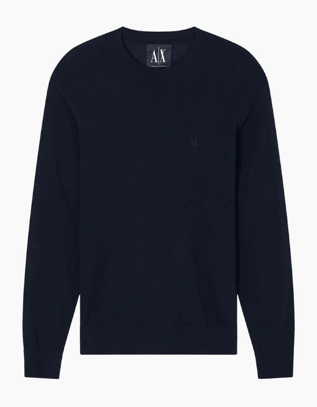 Embroidered Logo Fine Knit Navy Knitwear Jumper