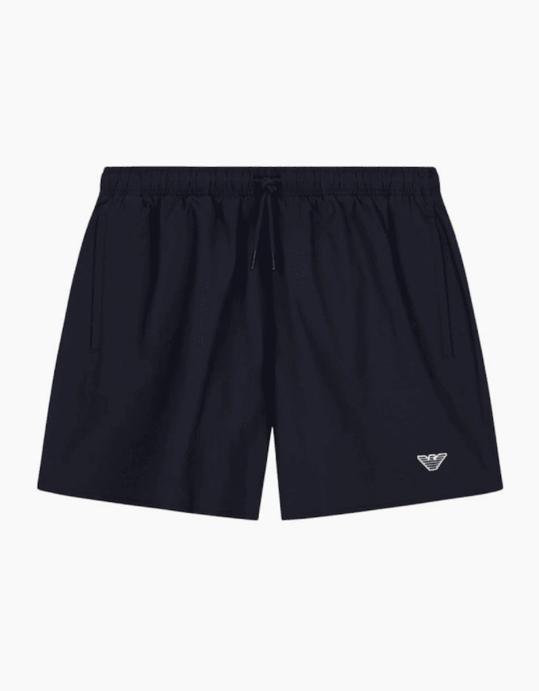 Nylon Embroidered Logo Black Swim Shorts