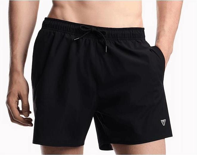 Nylon Embroidered Logo Black Swim Shorts