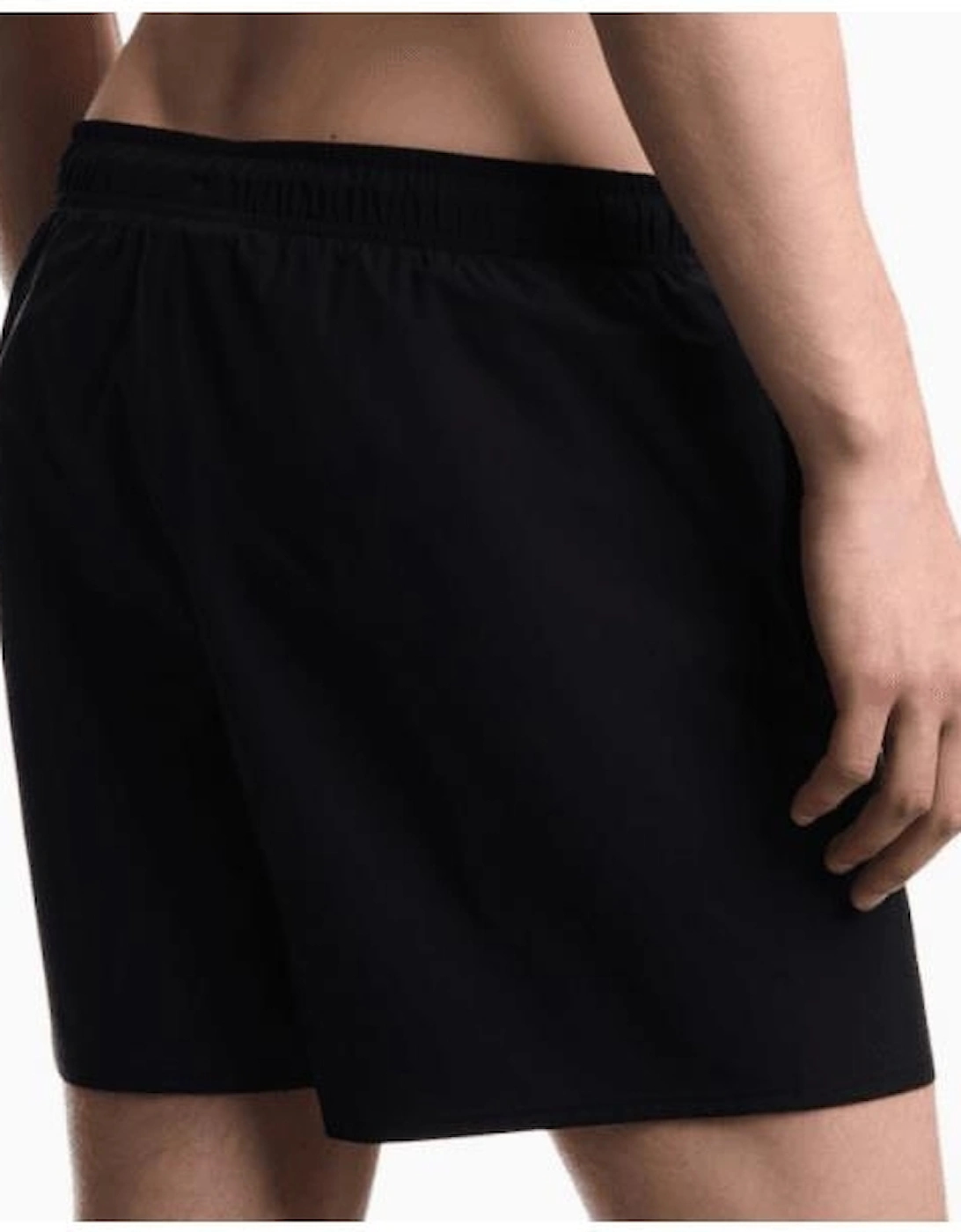 Nylon Embroidered Logo Black Swim Shorts