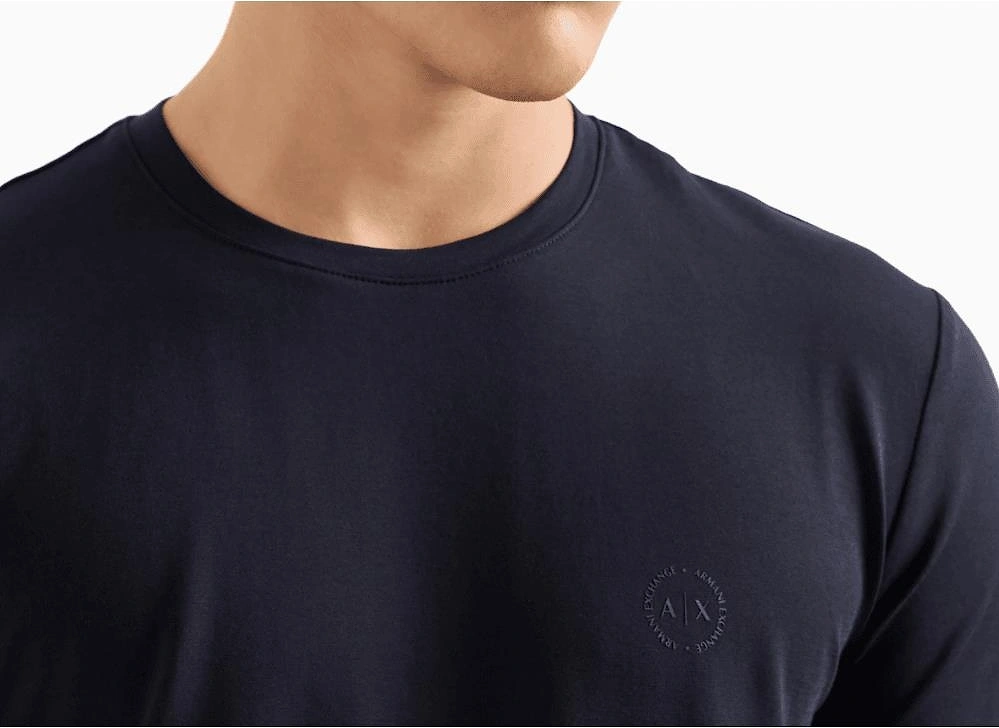 Cotton Stretch Ring Logo Navy T-Shirt