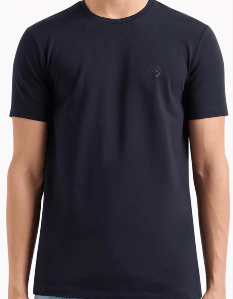 Cotton Stretch Ring Logo Navy T-Shirt