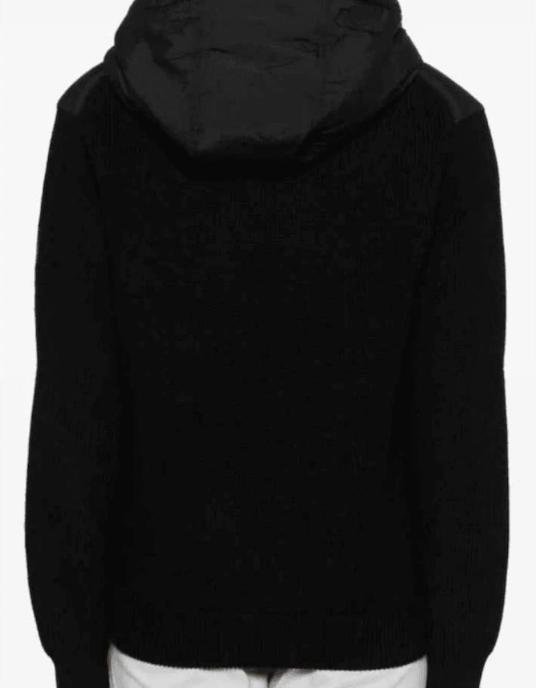 Kiaccio Hybrid Hooded Knitted Nylon Black Jacket