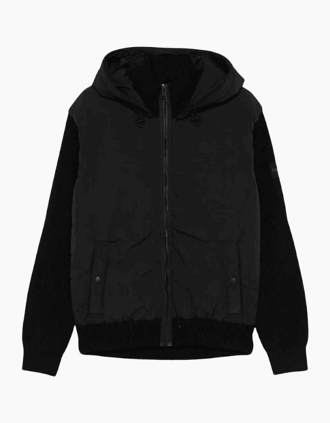 Kiaccio Hybrid Hooded Knitted Nylon Black Jacket