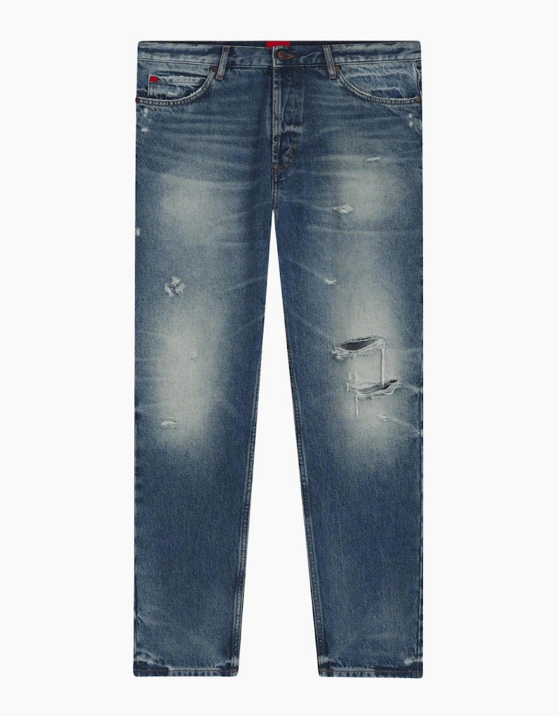 HUGO 634 Tapered Fit Distressed Blue Jeans