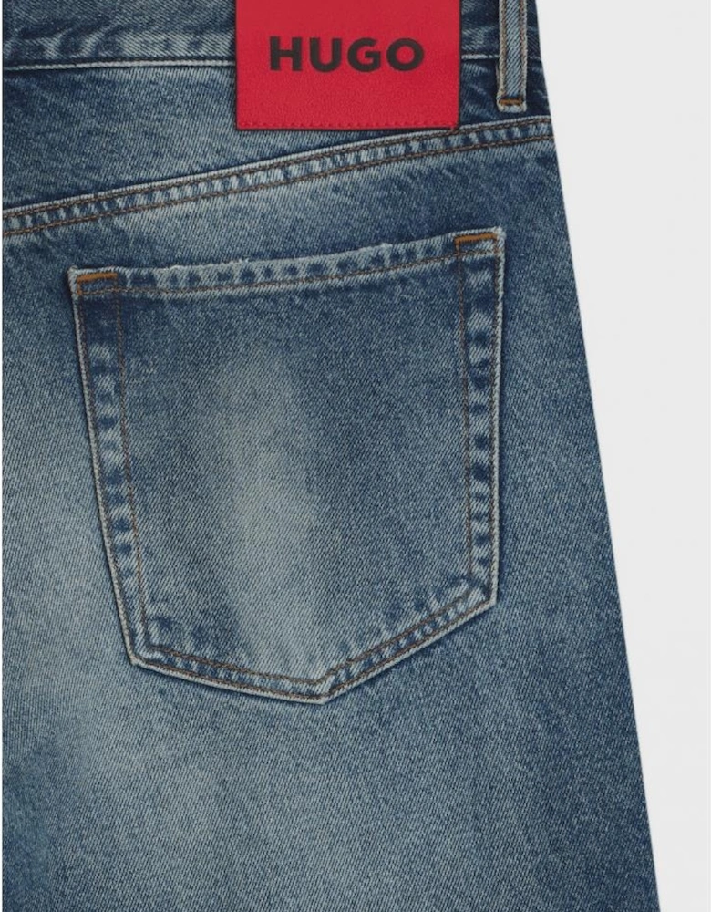 HUGO 634 Tapered Fit Distressed Blue Jeans