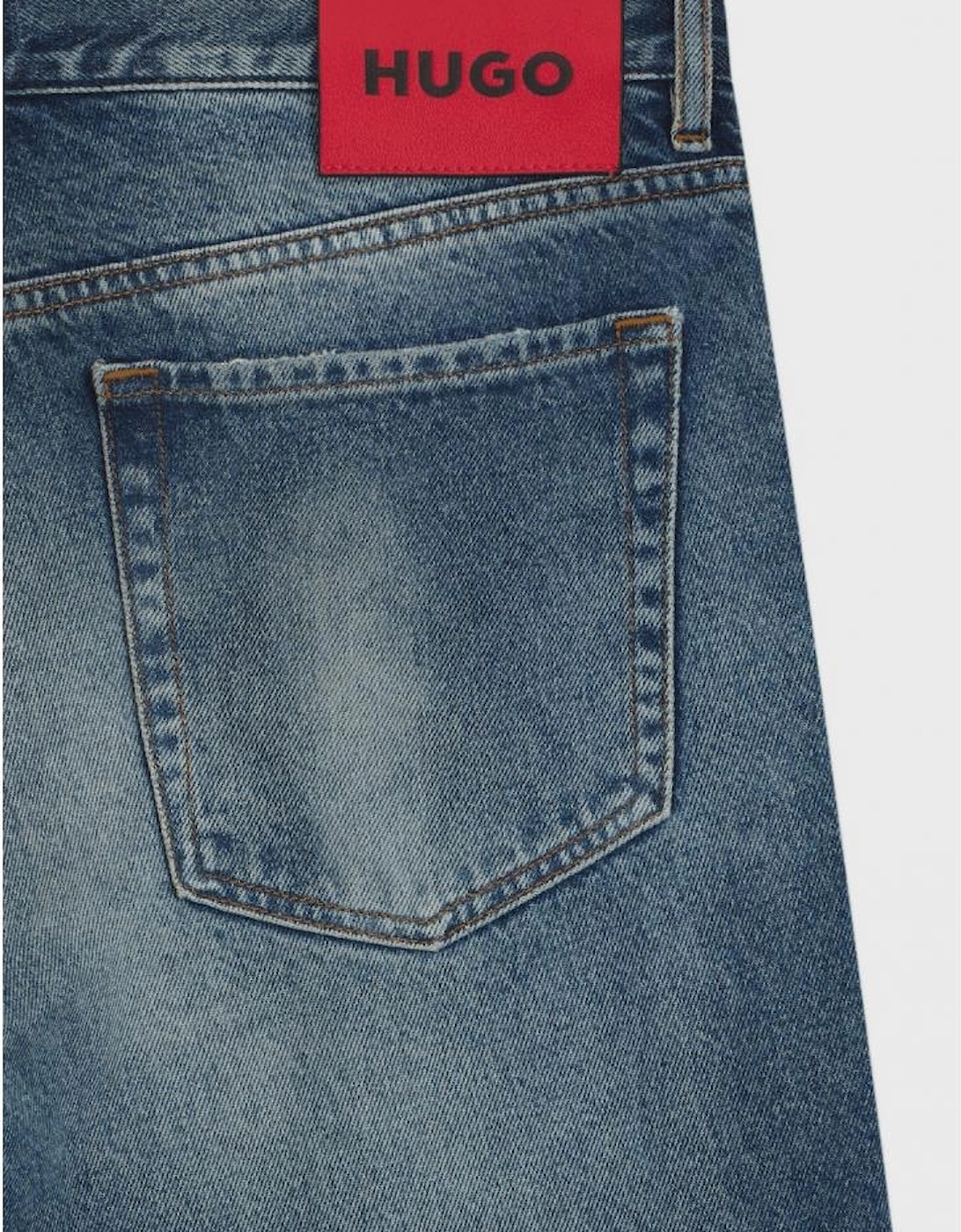 HUGO 634 Tapered Fit Distressed Blue Jeans