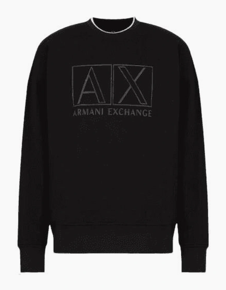 Cotton Outline Logo Print Black Sweatshirt