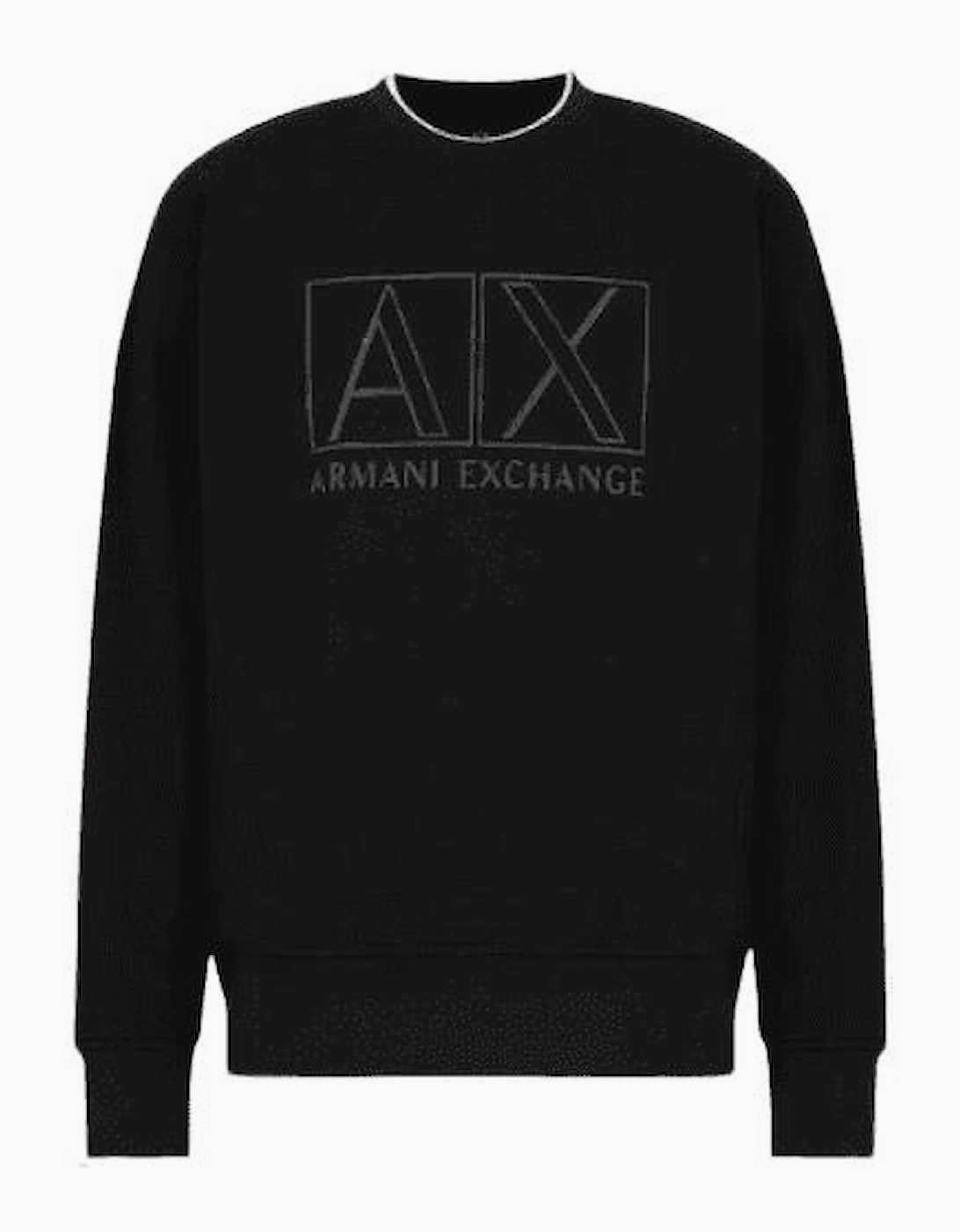 Cotton Outline Logo Print Black Sweatshirt
