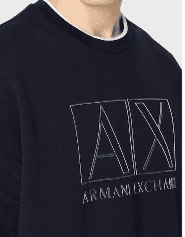 Cotton Outline Logo Print Black Sweatshirt