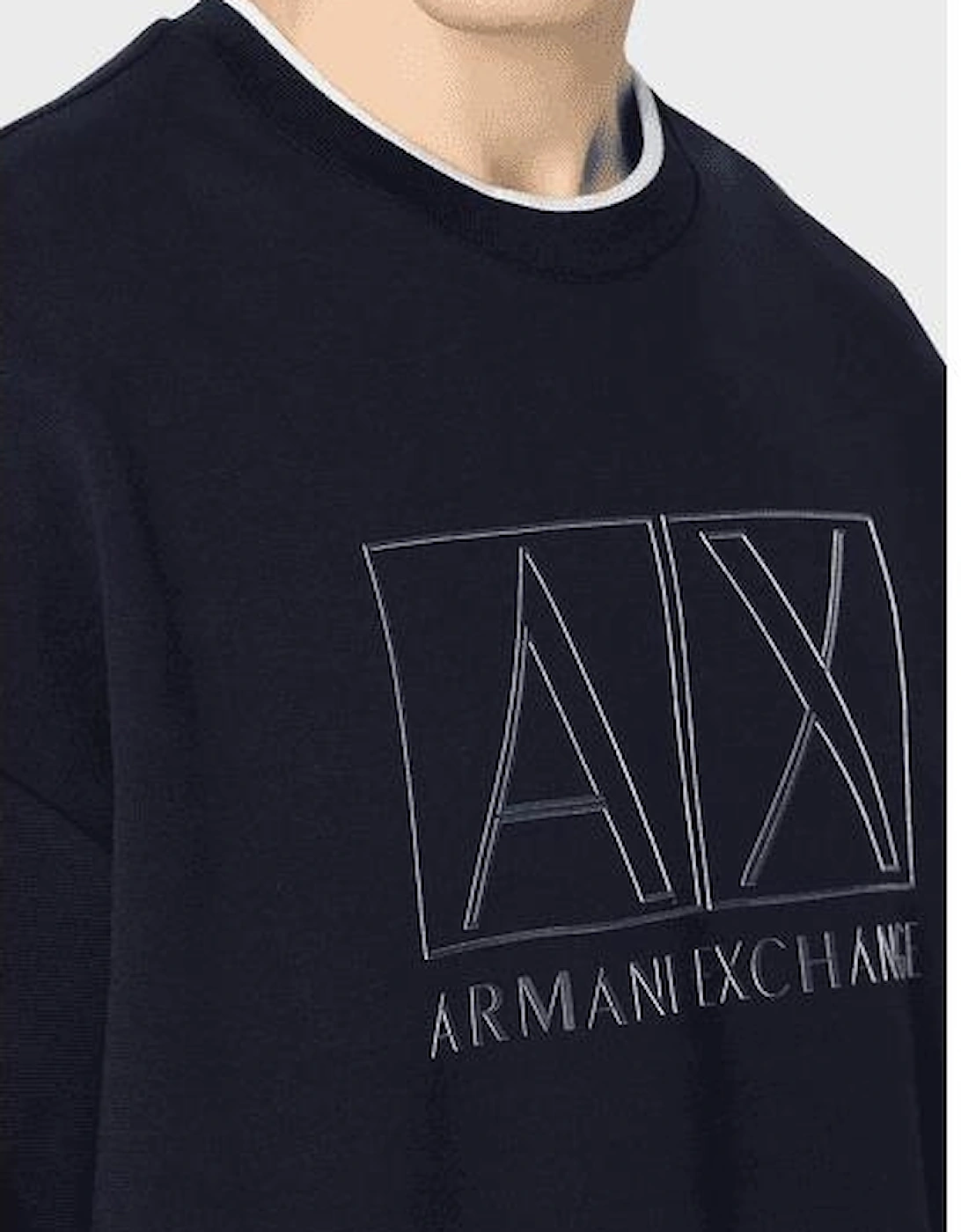 Cotton Outline Logo Print Black Sweatshirt
