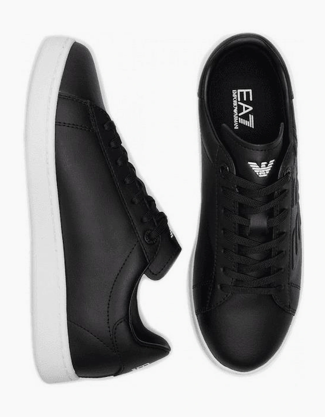 Leather Eagle Logo Black Trainer