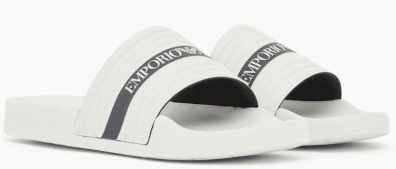 Tape Logo White Rubber Sliders