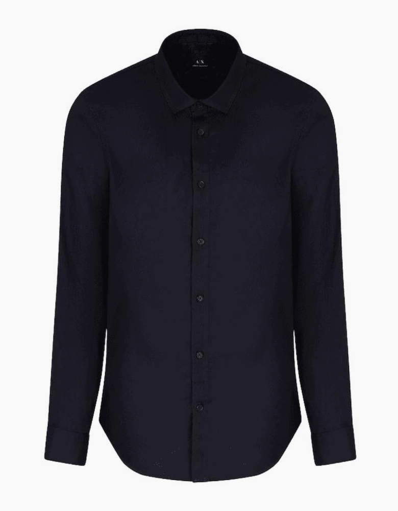 Linen Long Sleeve Black Shirt