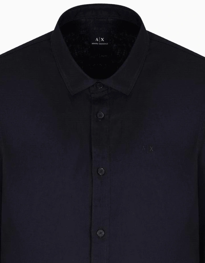 Linen Long Sleeve Black Shirt