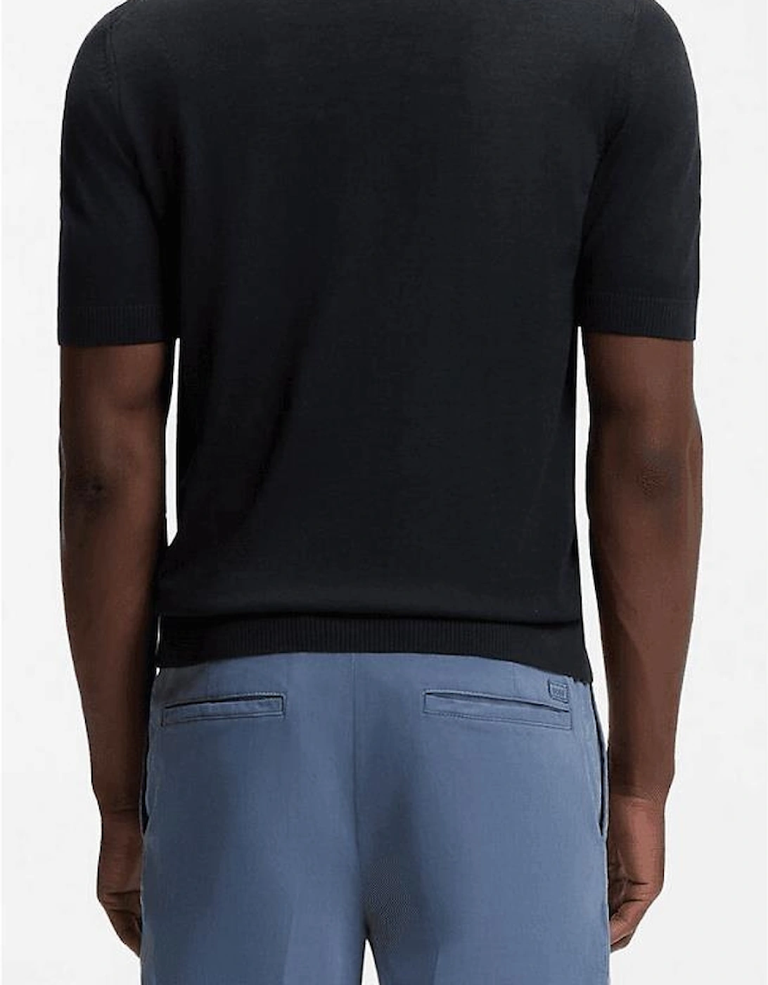 H-Nolano Fine Merino Knitted Navy Polo Shirt