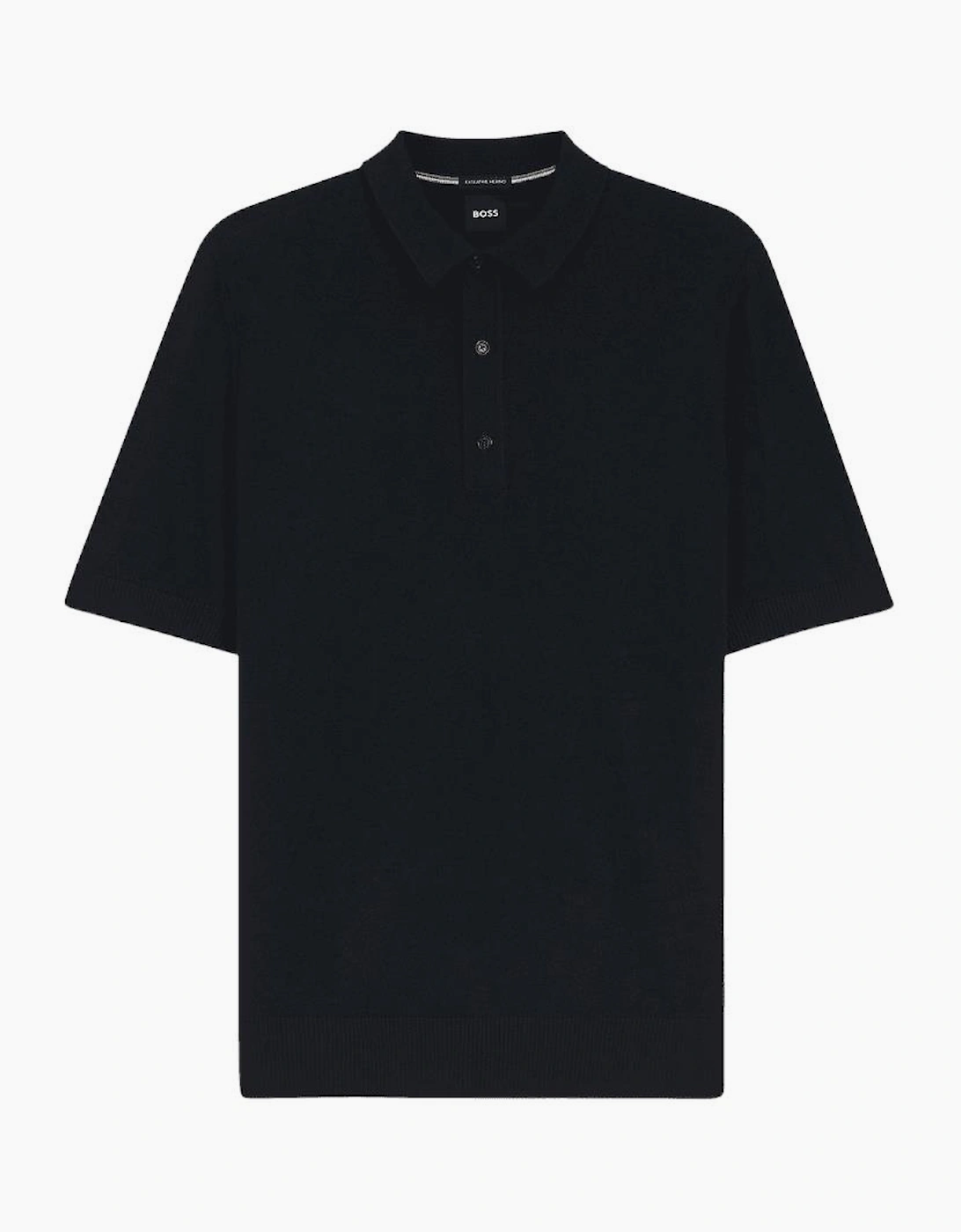 H-Nolano Fine Merino Knitted Navy Polo Shirt