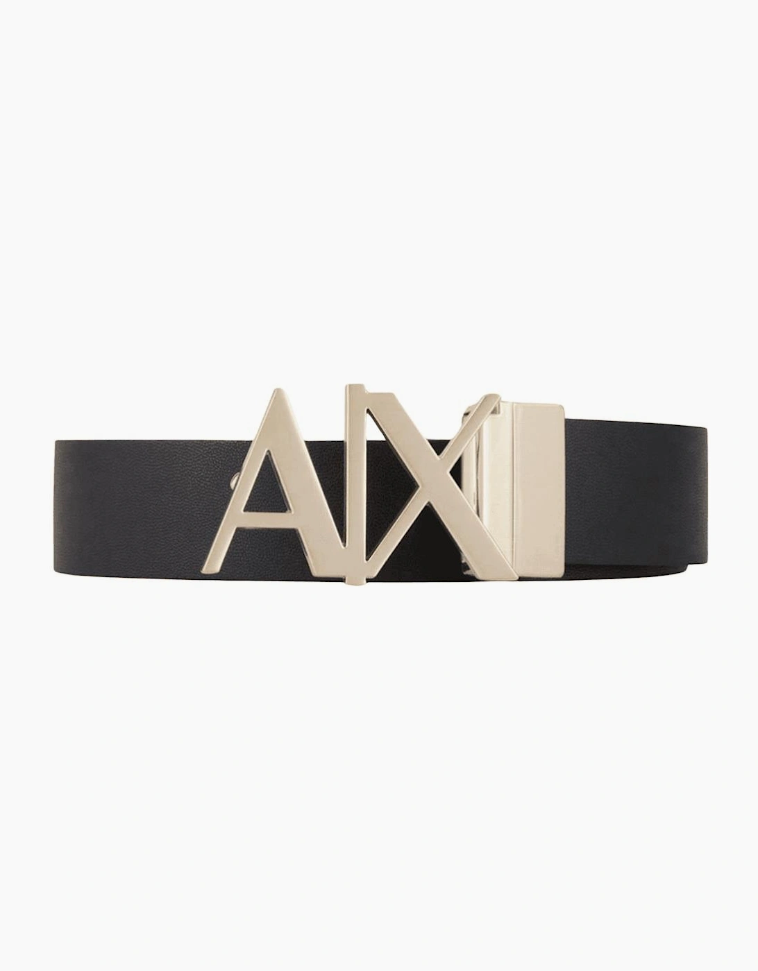 Gold AX Buckle Reversible Black/Navy Leather Belt