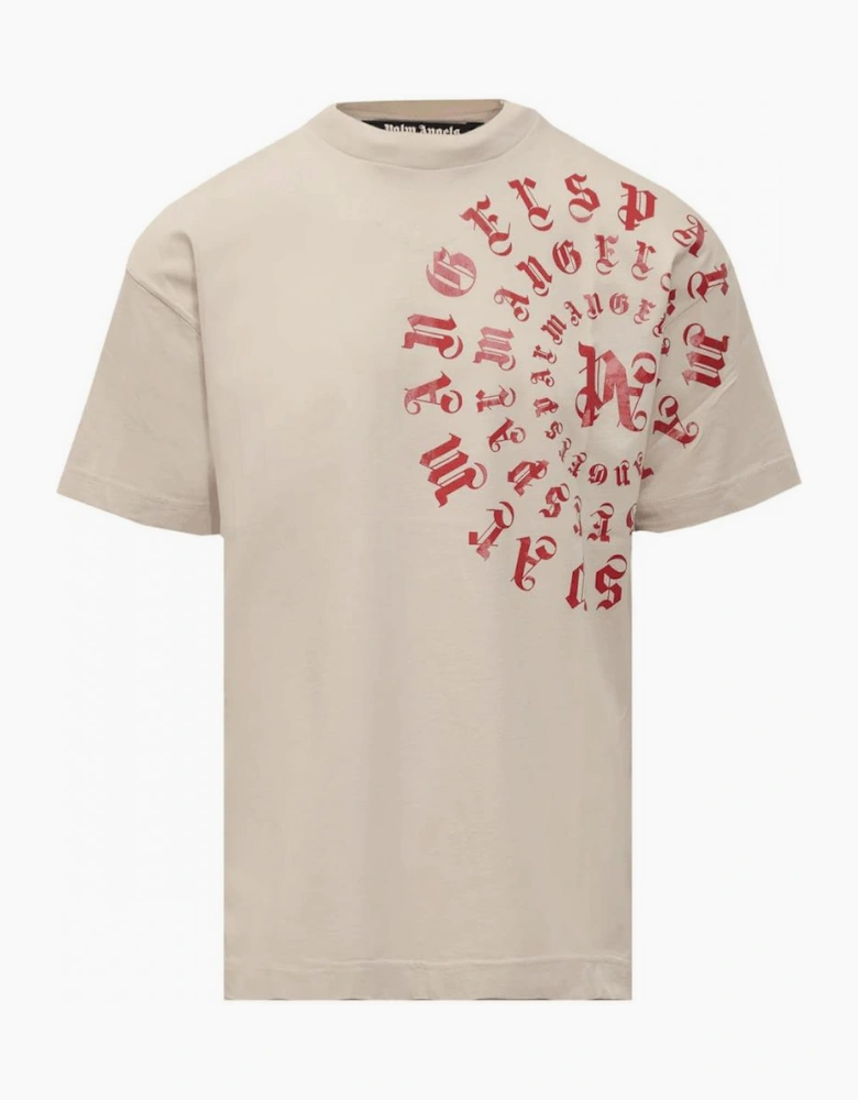 Circular Print Logo Beige T-Shirt