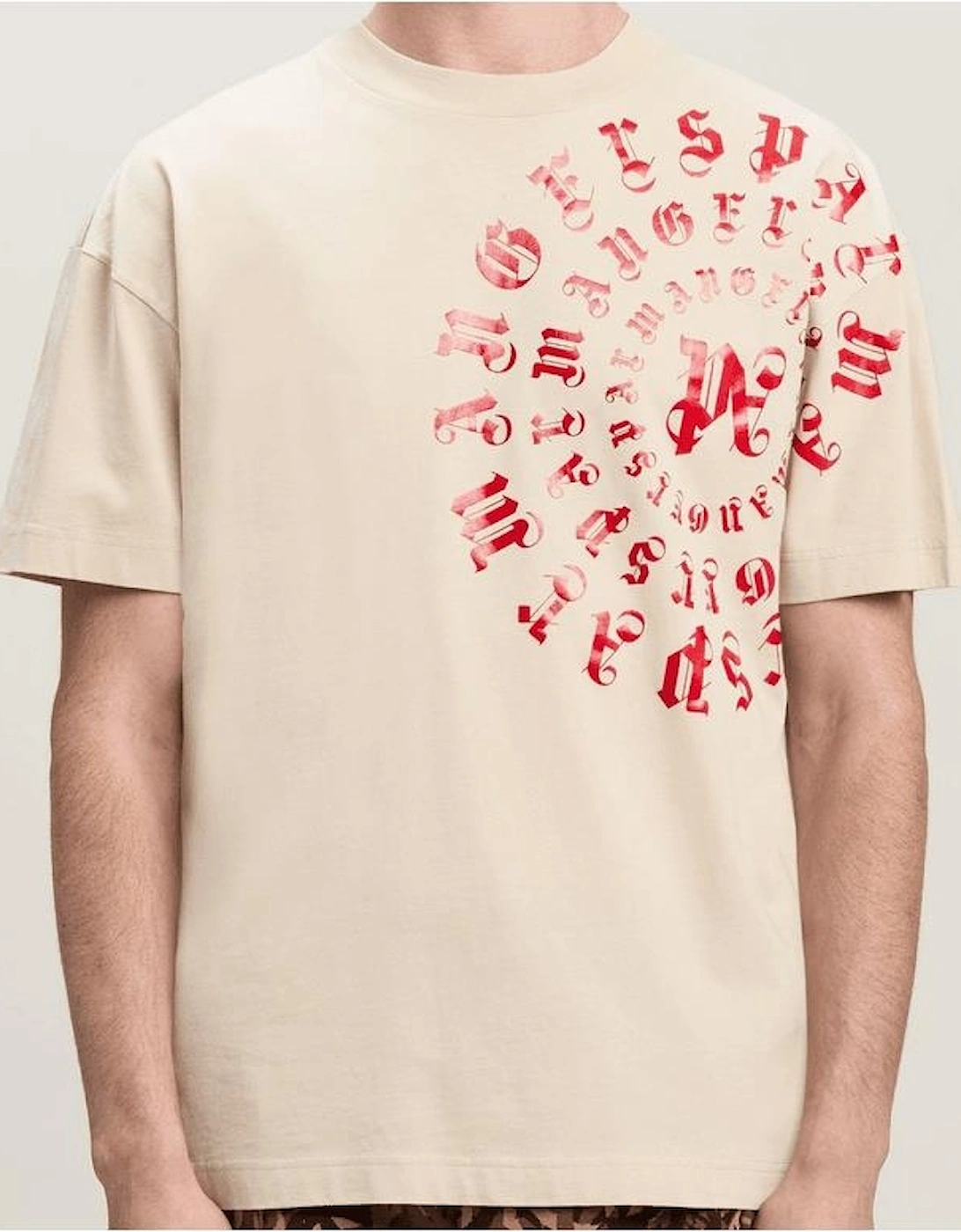 Circular Print Logo Beige T-Shirt
