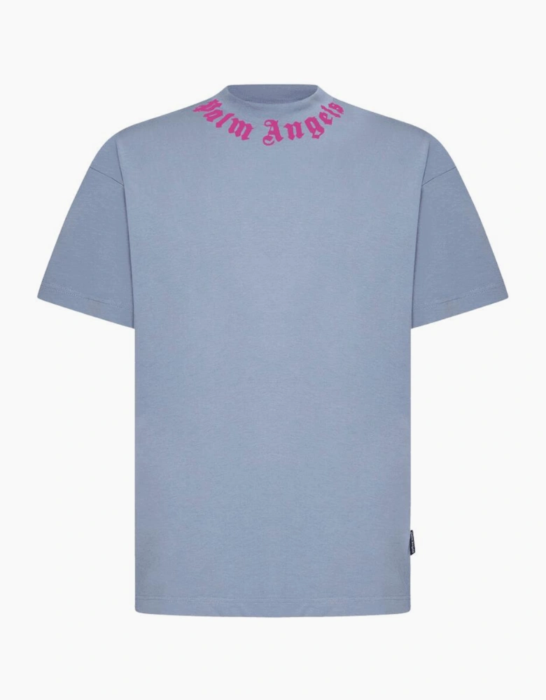 Neck Logo Oversized Blue/Pink T-Shirt