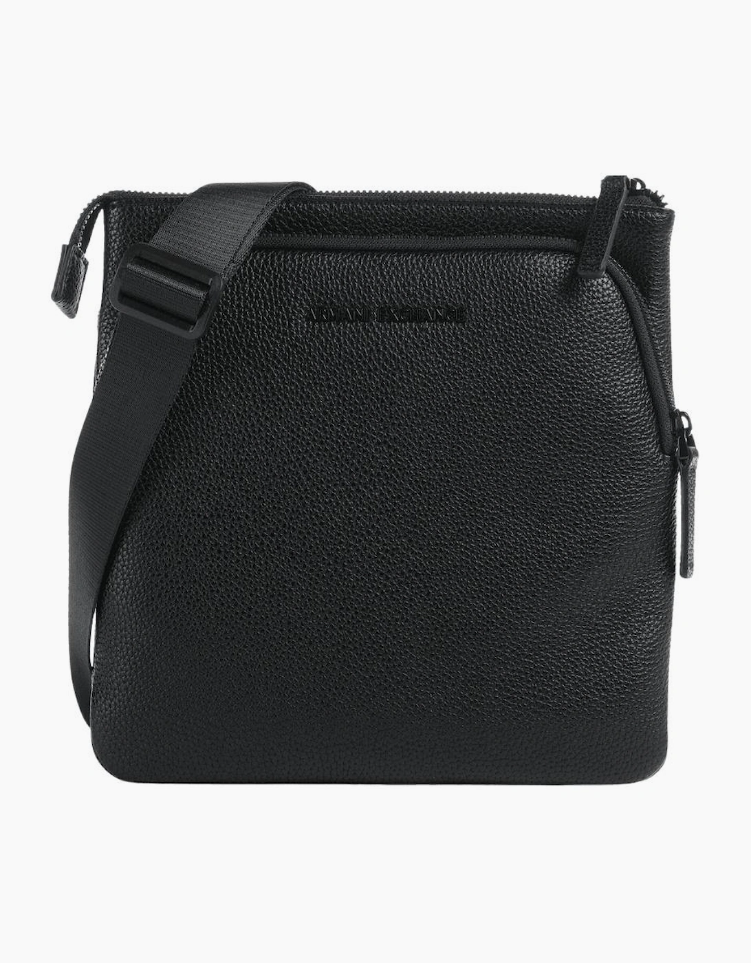 Grained Metal Logo Black Crossbody Bag
