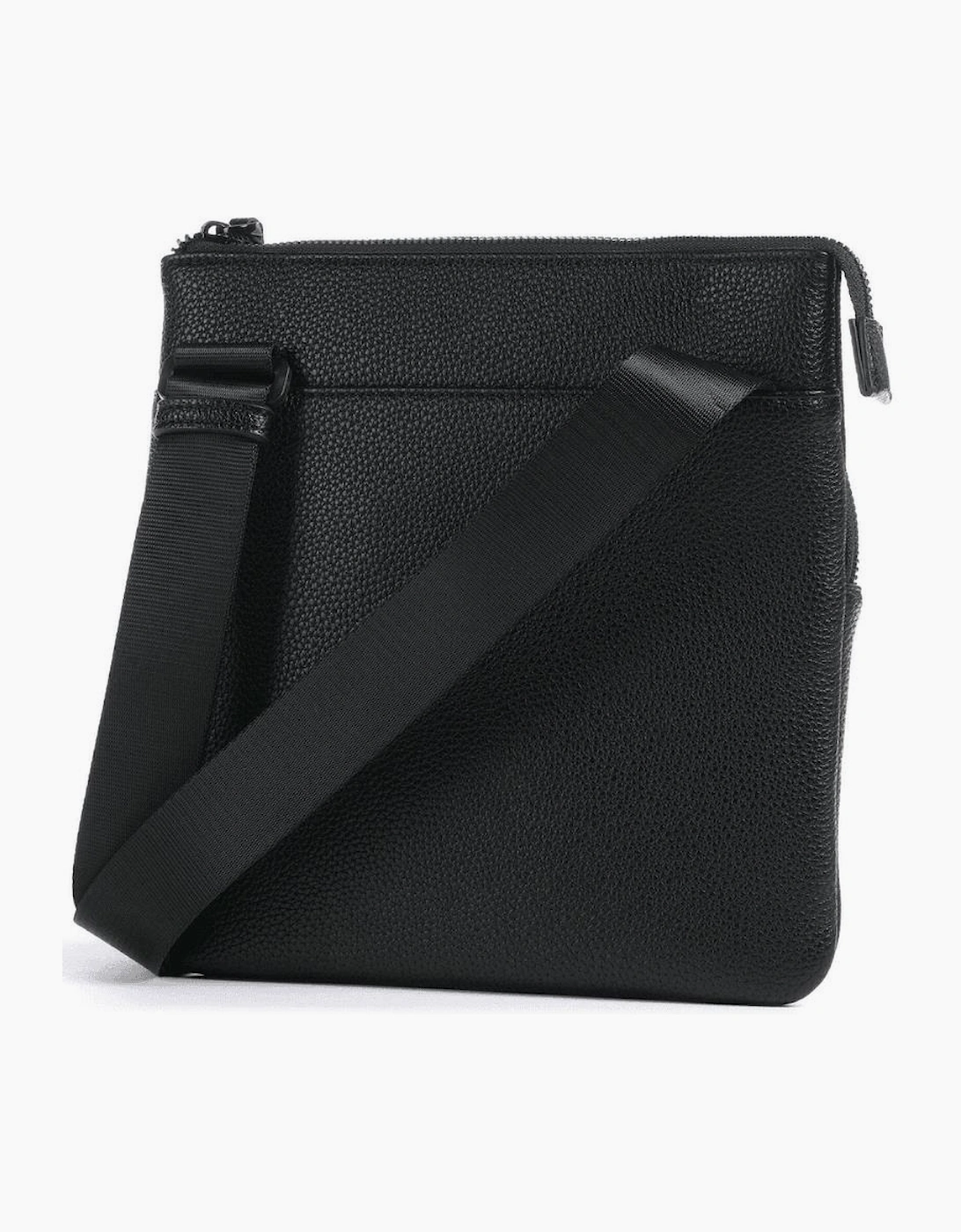 Grained Metal Logo Black Crossbody Bag