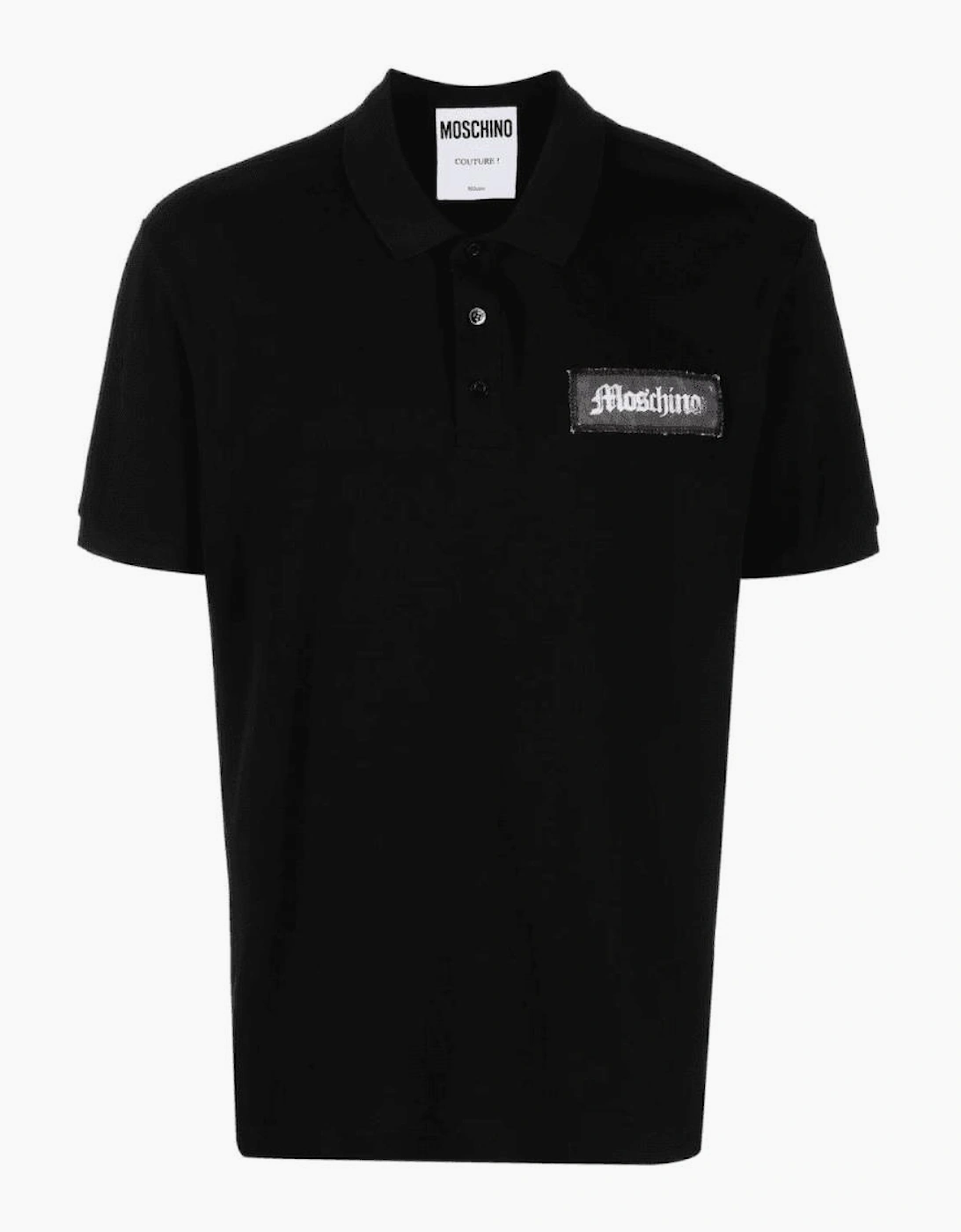 Cotton Collar Logo Button Up Black Polo Shirt