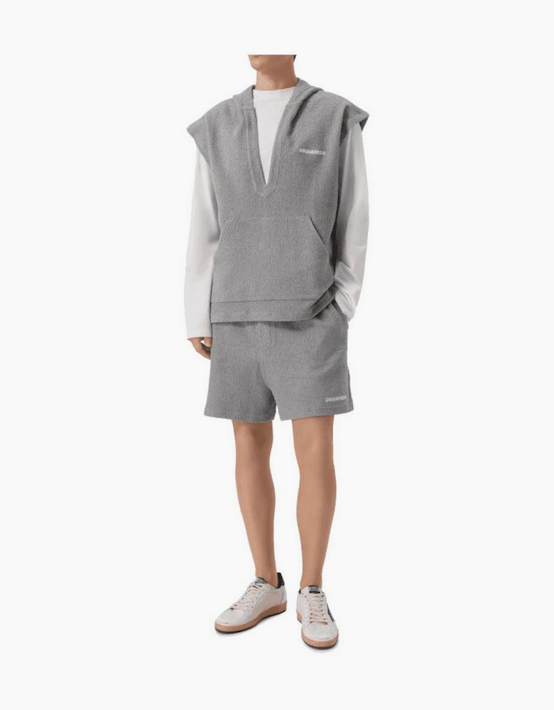 Sleeveless Fleece Grey Towel Hoodie
