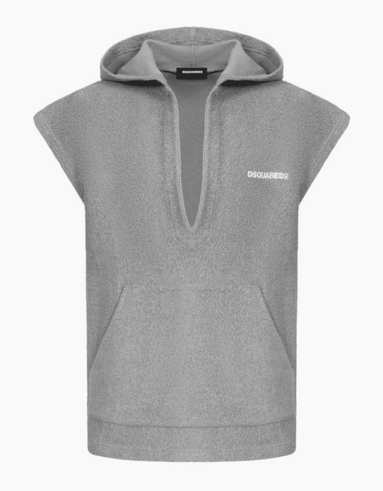 Sleeveless Fleece Grey Towel Hoodie