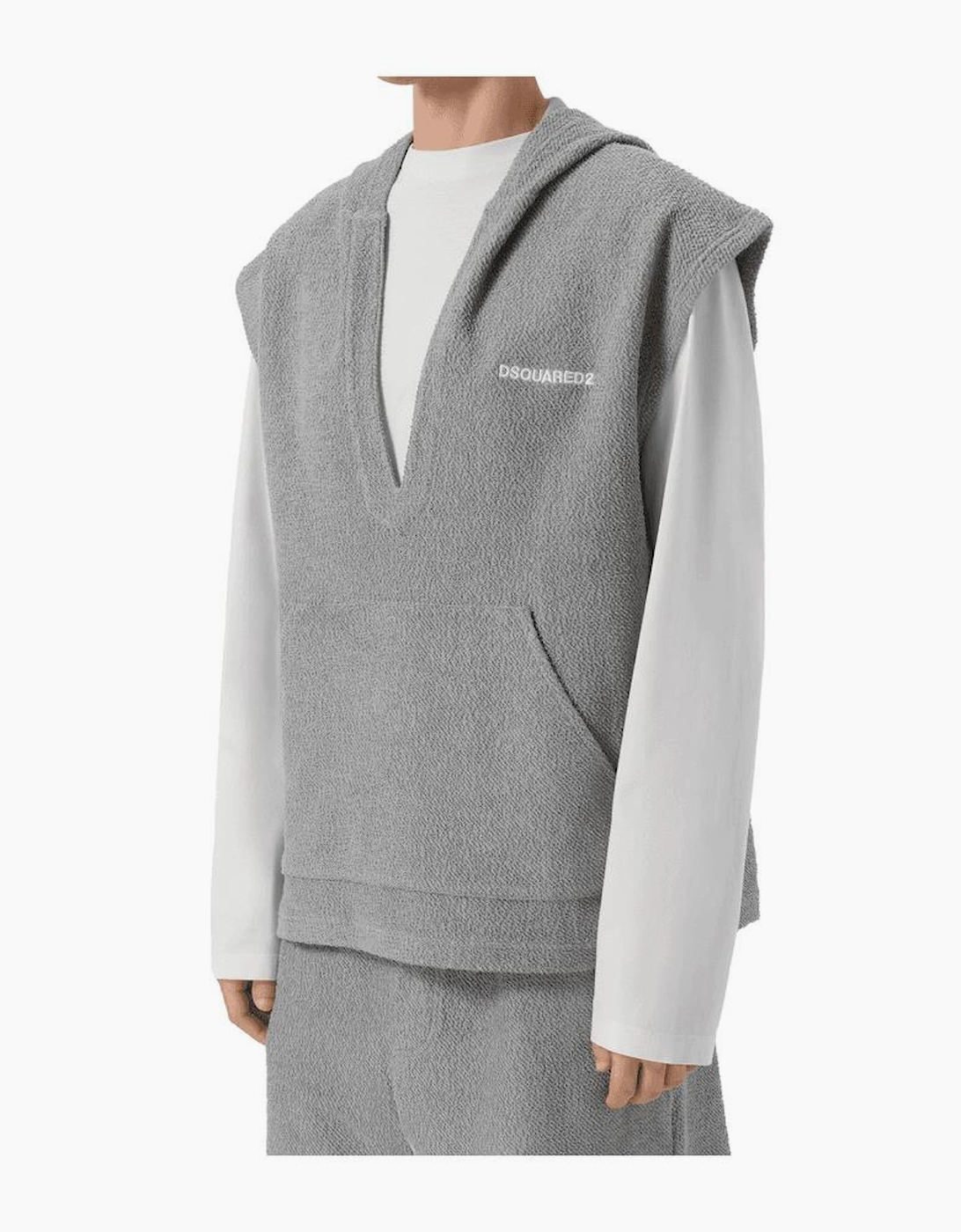 Sleeveless Fleece Grey Towel Hoodie