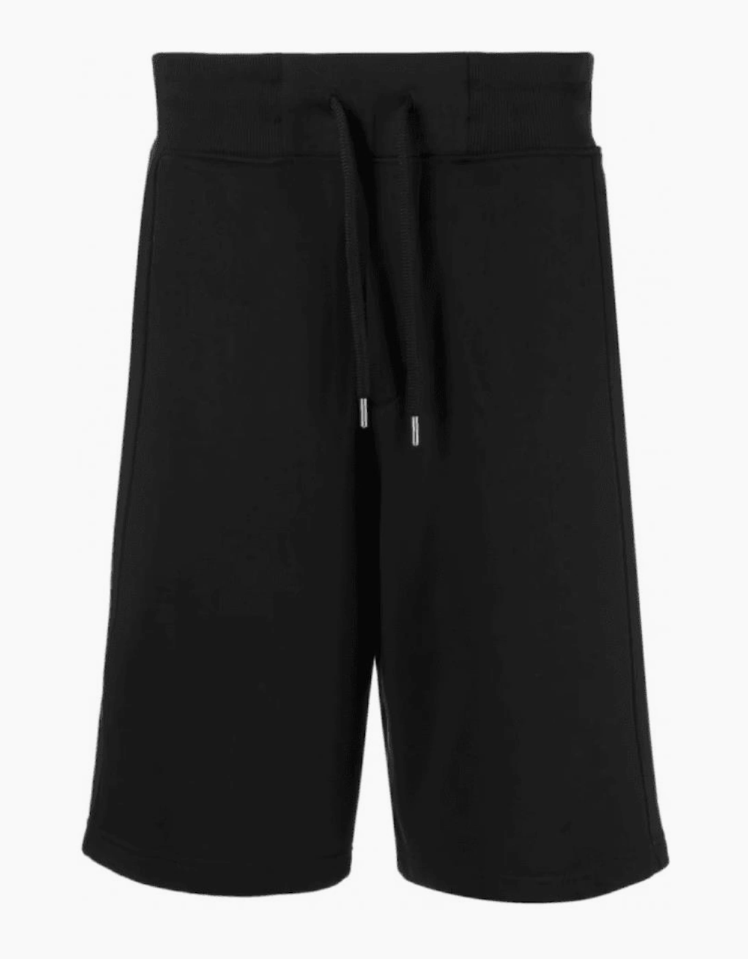 Cotton Metal Logo Oversized Fit Black Shorts