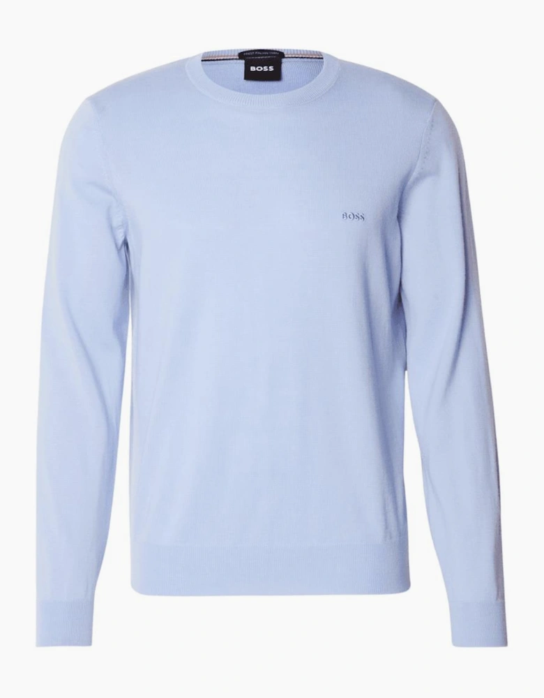 Botto Embroidered Logo Crew Neck Sky Blue Knitted Jumper