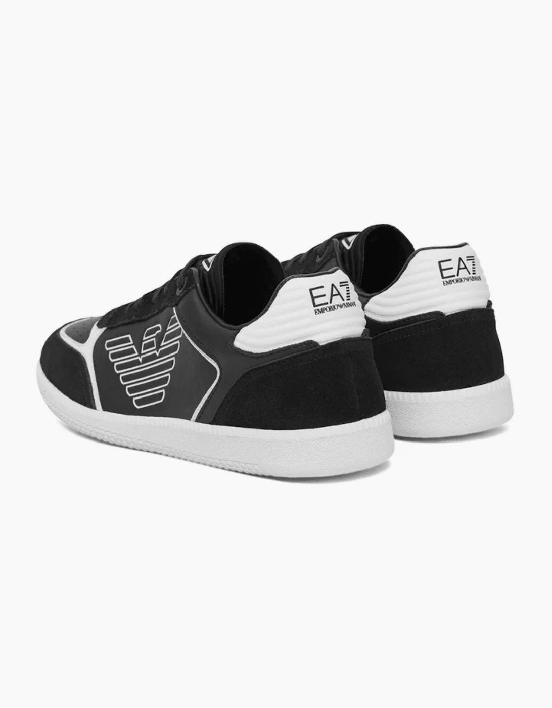 Eagle Logo Suede Black/White Lace Up Trainer