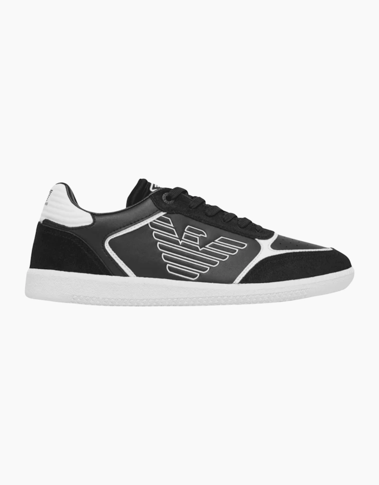 Eagle Logo Suede Black/White Lace Up Trainer