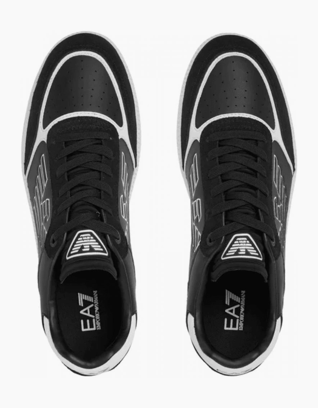 Eagle Logo Suede Black/White Lace Up Trainer