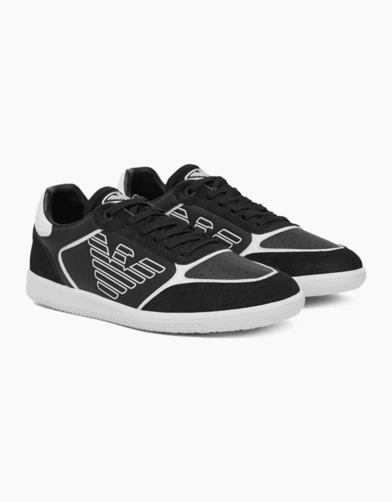 Eagle Logo Suede Black/White Lace Up Trainer