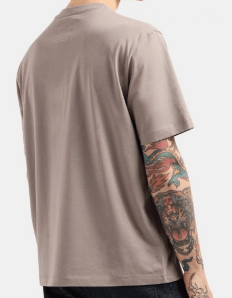 Cotton AX Embroidered Logo Icon Brown T-Shirt
