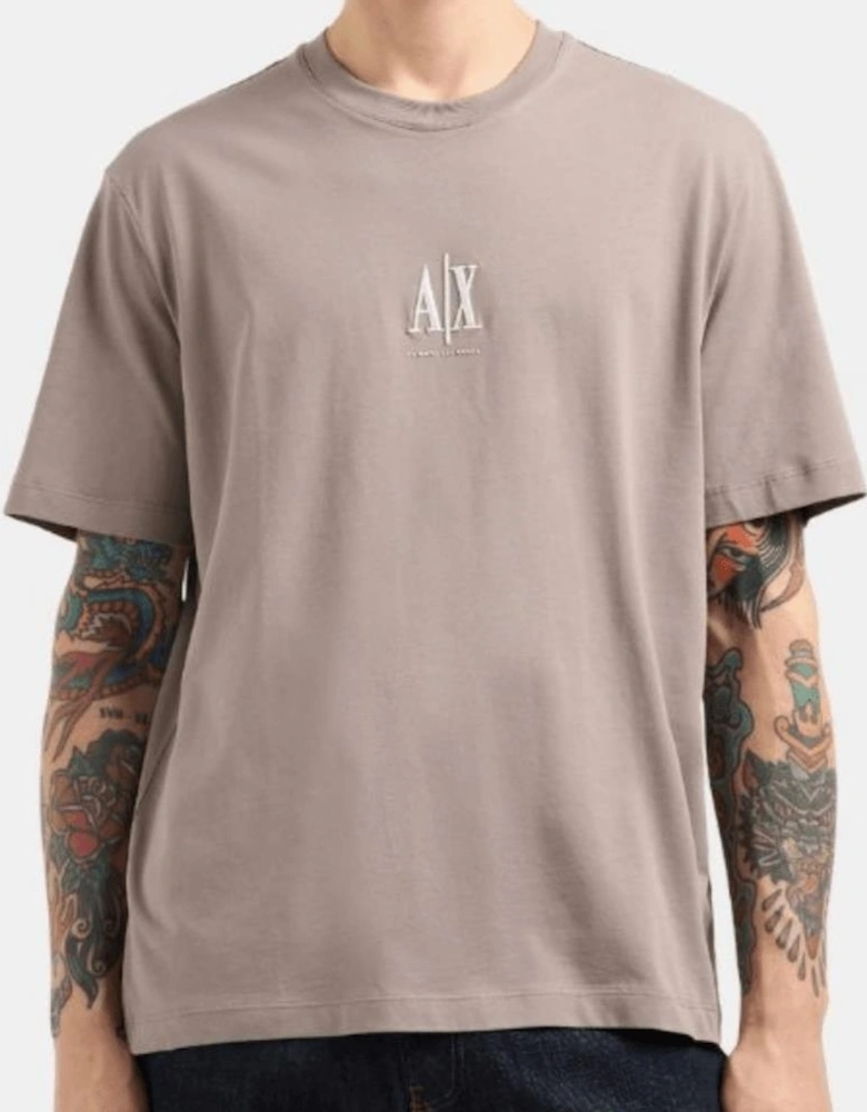 Cotton AX Embroidered Logo Icon Brown T-Shirt