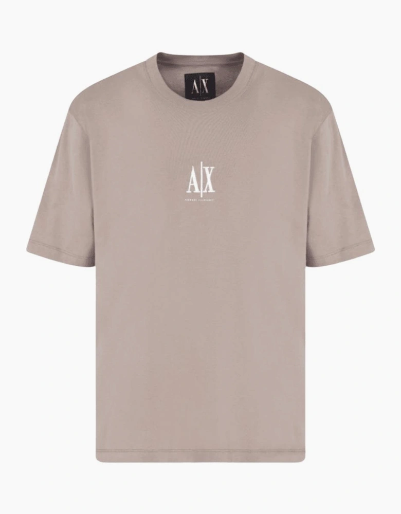 Cotton AX Embroidered Logo Icon Brown T-Shirt