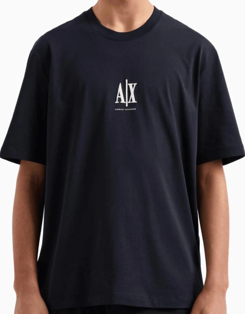 Cotton AX Embroidered Logo Icon Navy T-Shirt