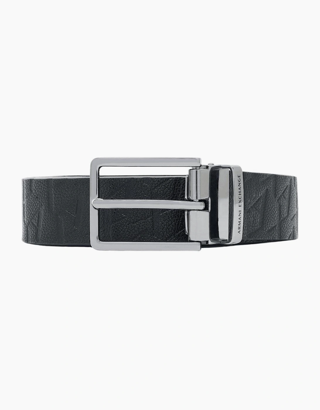 Metal Buckle Monogram All Over Black Leather Belt