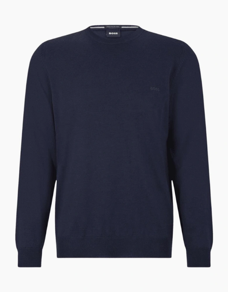 Botto Embroidered Logo Crew Neck Navy Knitted Jumper
